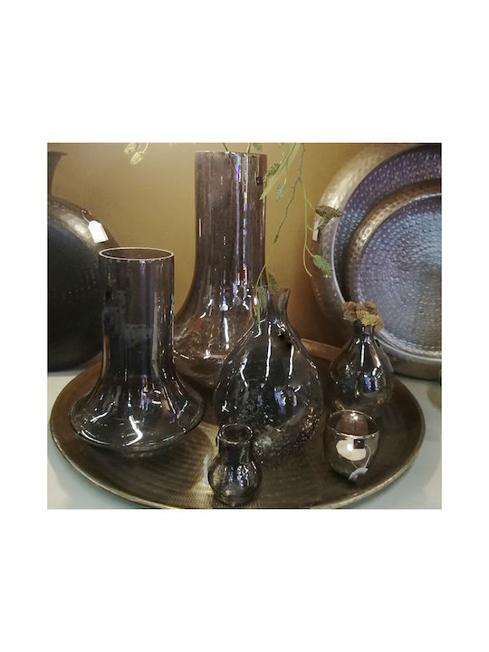 Zaros Vază Decorativă Sticlă Gri 17x17x27cm 1buc
