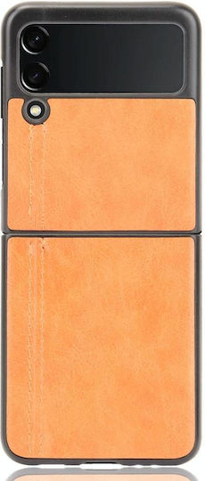 Shockproof Sewing Cow Pattern Skin Back Cover Plastic / Silicone Orange (Galaxy Z Flip3)