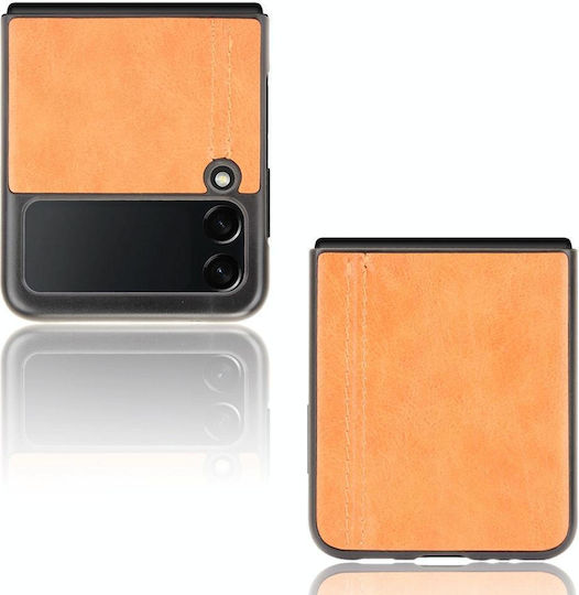 Shockproof Sewing Cow Pattern Skin Back Cover Plastic / Silicone Orange (Galaxy Z Flip3)