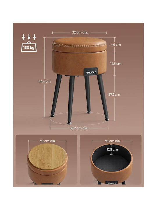 Stool For Living Room Leather Caramel Brown
