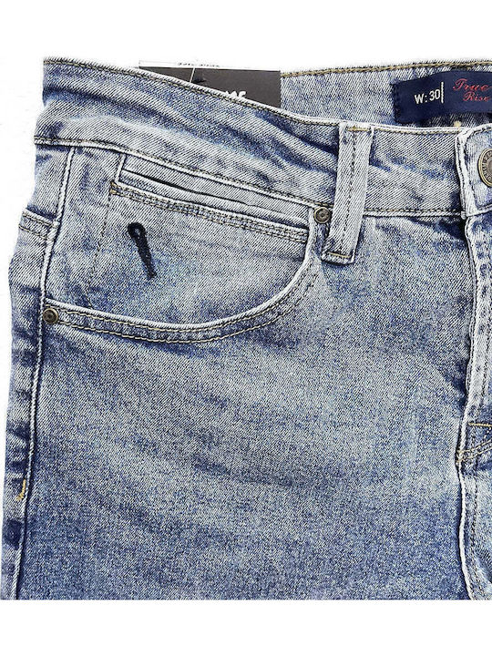 Men's Straight Fit Stretchable Denim Pants Us-9658 Light Blue