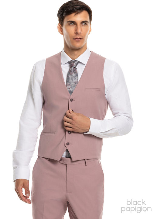Men's Suit with Vest Pink