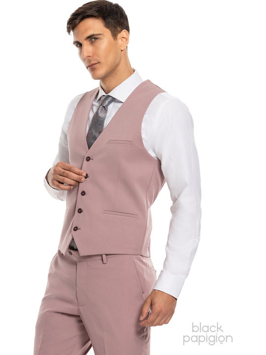 Men's Suit with Vest Pink