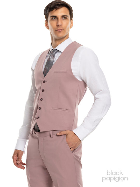 Men's Suit with Vest Pink