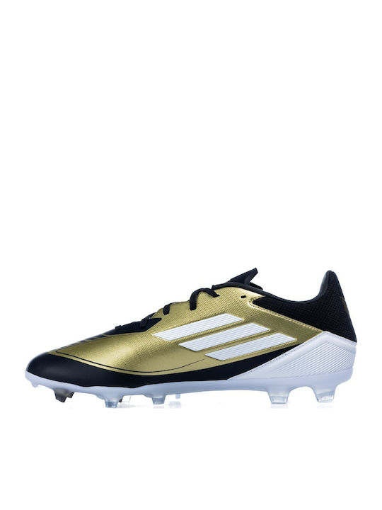 adidas F50 League Messi Football Shoes with Cleats Gold Metallic / Cloud White / Core Black