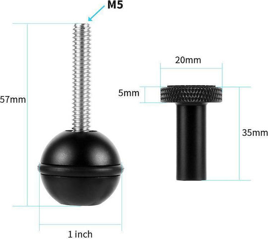 Ball Head Adapter Adjustable Screw Fixed Mount Camera Underwater Diving Photography Lights Bracket M5 Screw Black