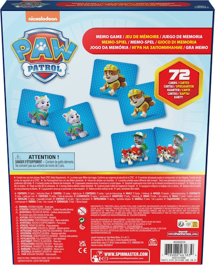 Επιτραπέζιο Παιχνίδι Paw Patrol: Memo Game για 2-4 Παίκτες 4+ Ετών (EN) Spin Master