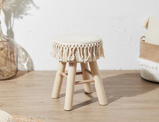 Stool For Living Room Wooden Beige 28x28x40cm