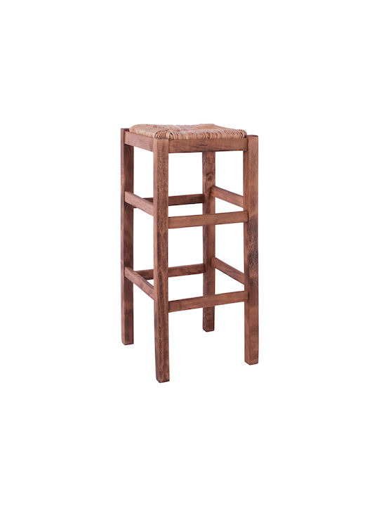 Stool Bar with Backrest Wicker Walnut 35x35x80cm