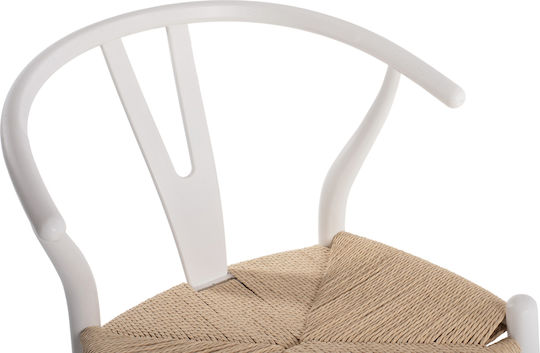 Stool Bar with Backrest Wicker Brave White 56x52x106cm