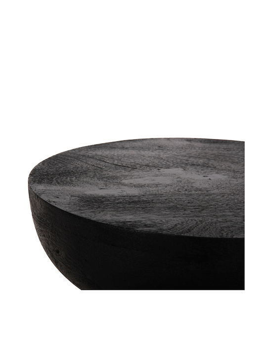 Stool For Living Room Wooden Scallop Black 35x35x45cm