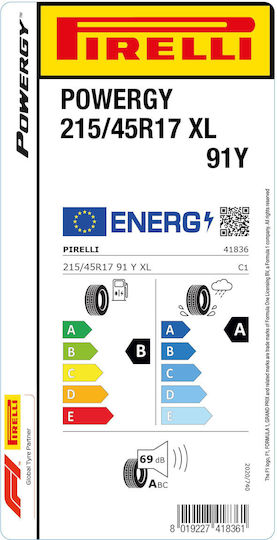 Pirelli Powergy 215/45R17 91E-Commerce-Website XL Sommerreifen Reifen für Passagier Auto