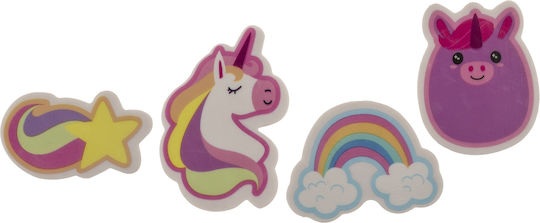 Unicorn Erasers Multicolored 5cm Set of 4