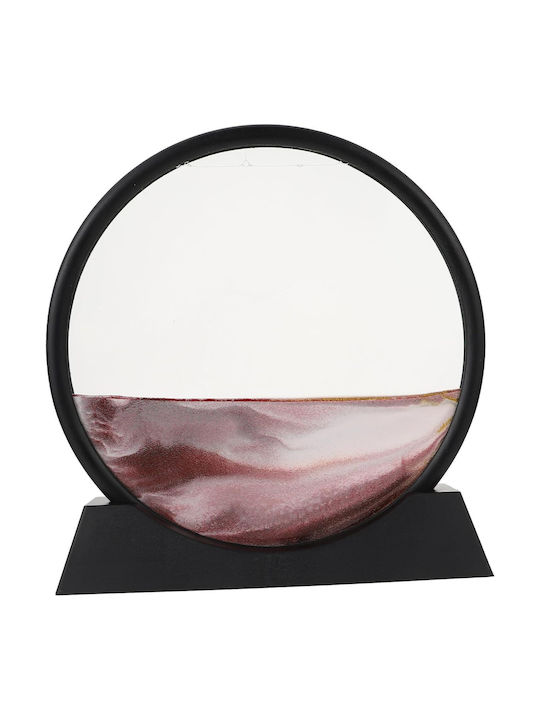 Home Office Decor Hourglass Shape Glass Sand 3d 26x27 Cm Burgundy Black