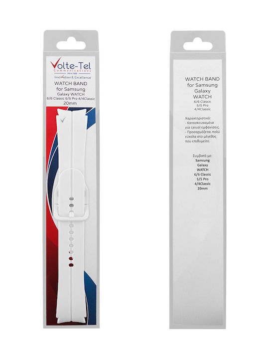 Volte-Tel Strap Silicone White (Galaxy Watch4/5/6/7/FE/4 Classic/6 Classic/5 Pro)