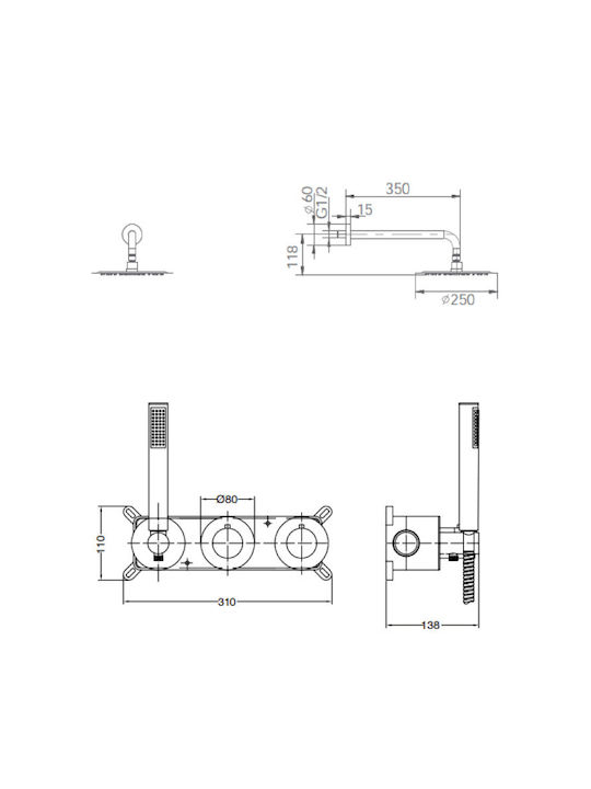 Imex Set Mixer & Cap Duș Îngropată pentru Duș Negru