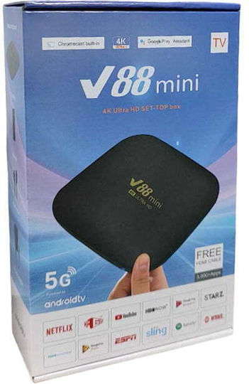 TV Box V88 Mini 4K UHD with WiFi 16GB RAM and 16GB Storage Space with Operating System Android and Google Assistant
