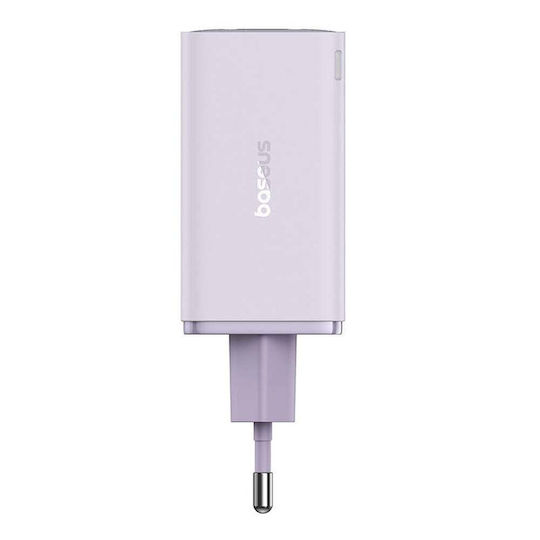 Baseus Ladegerät ohne Kabel GaN mit 2 USB-A Anschlüsse und 2 USB-C Anschlüsse 65W Lila (GAN6 Pro)