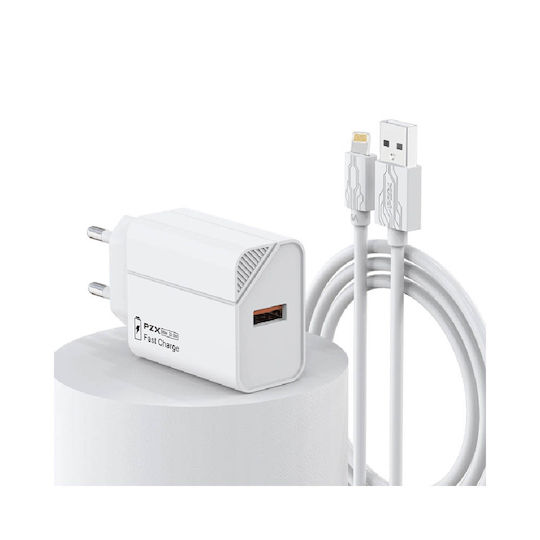 PZX Φορτιστής με Θύρα USB-A και Καλώδιο Lightning 22.5W Λευκός (P50)