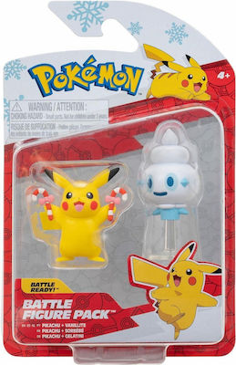 Jazwares Miniature Toy Holiday Edition Pokemon Pikachu & Vanillite for 4+ Years 5cm.