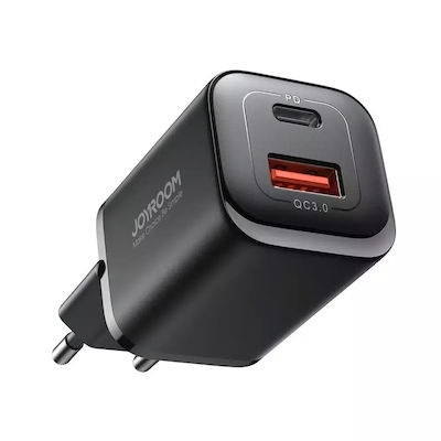 Joyroom Charger Without Cable with USB-C Port 30W Power Delivery / Quick Charge 3.0 Black (JR-TCF08)