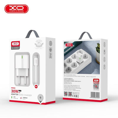 Charger with USB-C Port and Cable USB-C - Lightning 30W Power Delivery White (CE06)