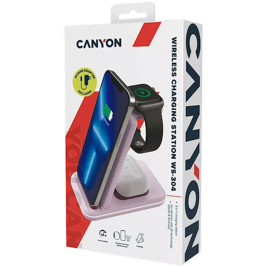 Canyon Încărcător Wireless (Qi Pad) 15W Iced Pink (CNS-WCS304IP)