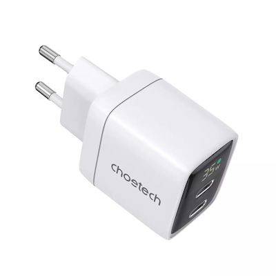 Choetech Încărcător Fără Cablu GaN și Cablu USB-C 35W Livrarea energiei Albς