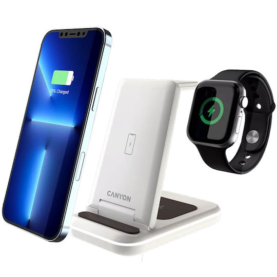 Canyon Ασύρματος Φορτιστής (Qi Pad) 15W Cosmic Latte (WCS-304)