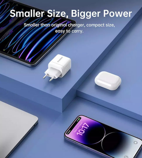 Choetech Зарядно Устройство Без Кабел GaN 35W Power Delivery Бяло