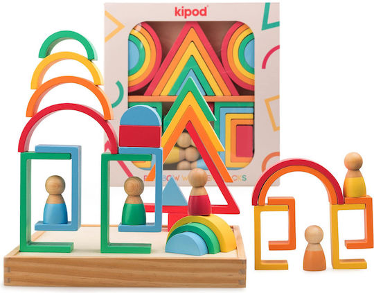 Kipod Rainbow Blocks Montessori Lernspiel Wissen aus Holz für 3+ Jahre alt Jahre