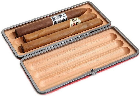Savinelli Rote Leder Zigarrenetui 3 Zigarren T567rd