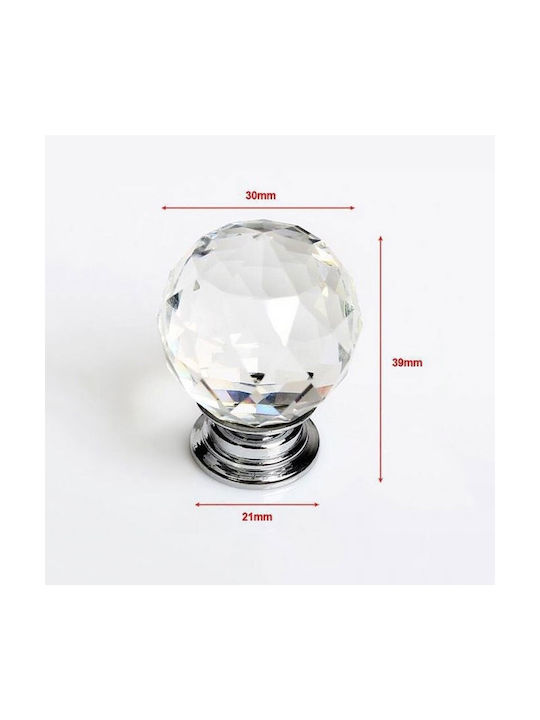 Set 2 Mânere Ușă Model Cristal Zola Diametru Mâner 30 Mm Înălțime 40 Mm