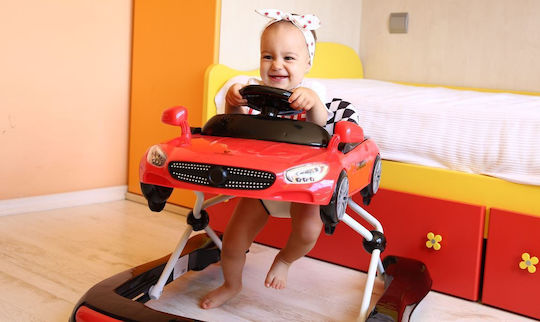 Cangaroo Cabrio Baby Walker with Music for 6+ Months Red