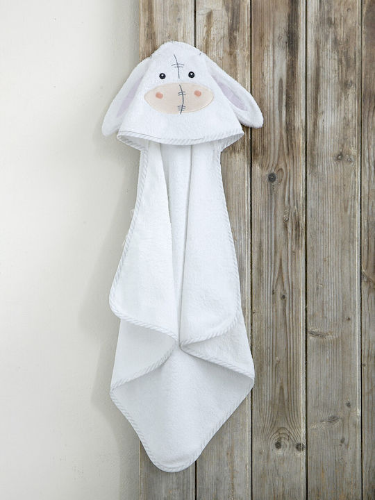 Nima Hooded Baby Bath Towel White