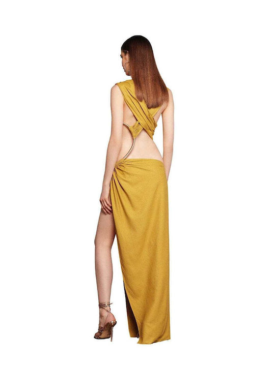 Bronx and Banco Jamilia Mustard Linen Gown Dress BB-16-084