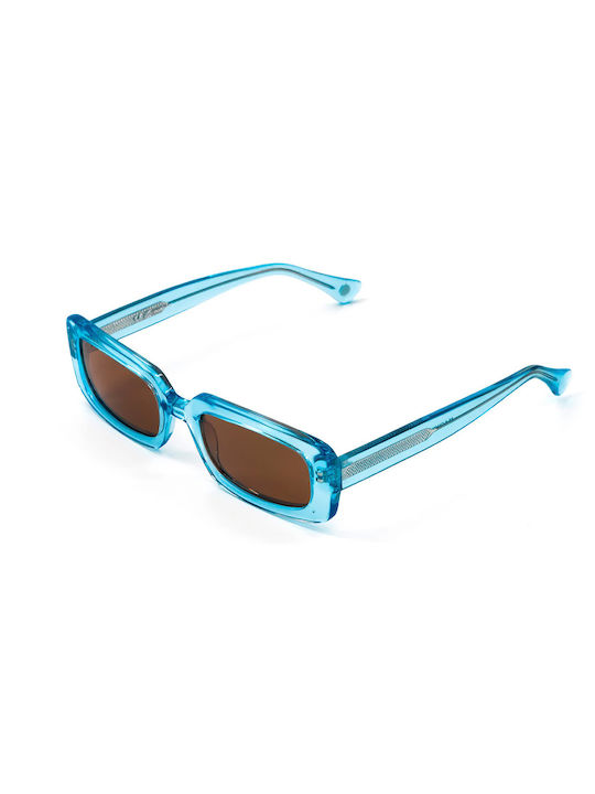 Meller Women's Sunglasses with Blue Plastic Frame and Brown Polarized Lens SS-S-CYANKAKAO