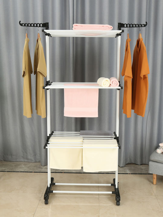 Herzberg Floor Garment Rack made of Metal Telescopic White 64x170cm
