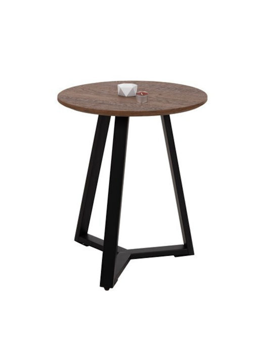 Round Side Table Rocket Wooden Walnut-black L45xW45xH55cm.