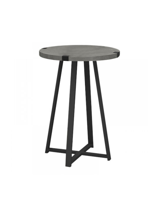 Round Side Coffee Table Pedro Wooden Black / Anthracite W44xL44xH58cm