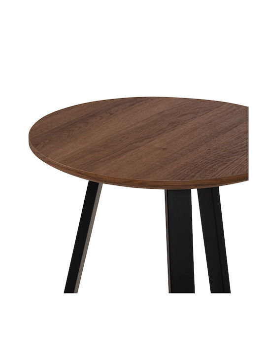 Round Side Table Rocket Wooden Walnut-black L45xW45xH55cm.