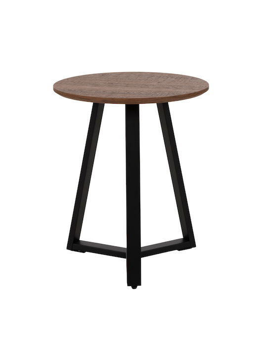Round Side Table Rocket Wooden Walnut-black L45xW45xH55cm.