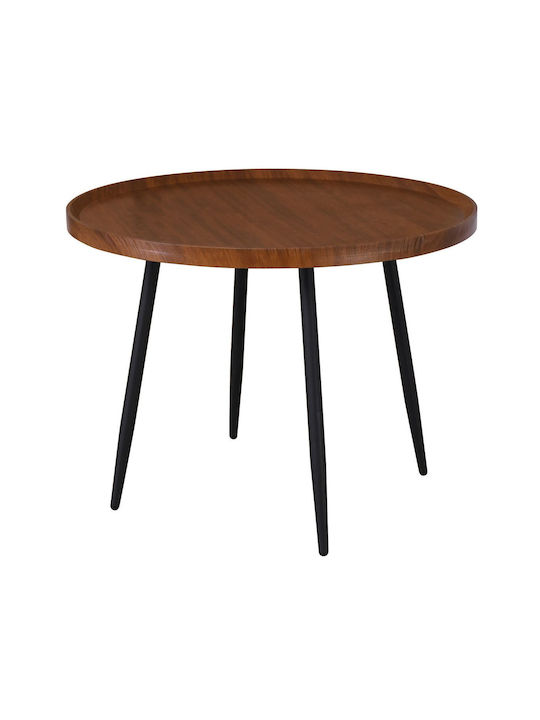 Round Side Table Matrix Wooden Brown L70xW70xH52cm.