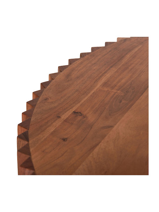 Round Central Coffee Table Sedge Made of Solid Acacia Wood Natural M90xP90xH38cm