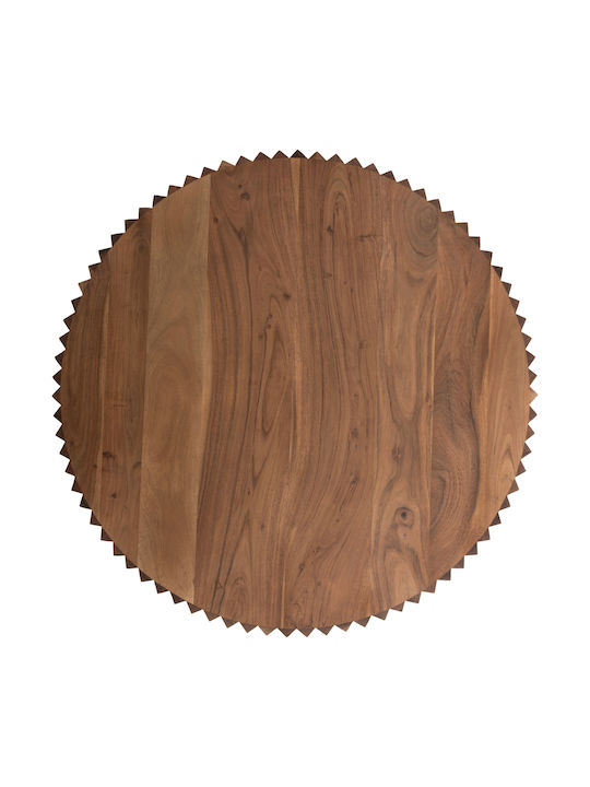 Round Central Coffee Table Sedge Made of Solid Acacia Wood Natural M90xP90xH38cm