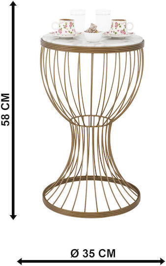 Round Side Table TBBT-10 Wooden Gold M35xL35xH60cm