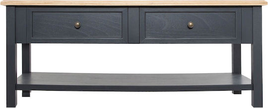 Rectangular Central Wooden Coffee Table with Drawers Wooden L109xW60xH45cm