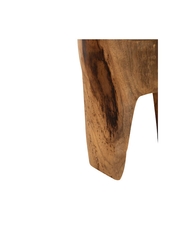 Round Side Table Natural from Solid Wood Beige L30xW30xH40cm.