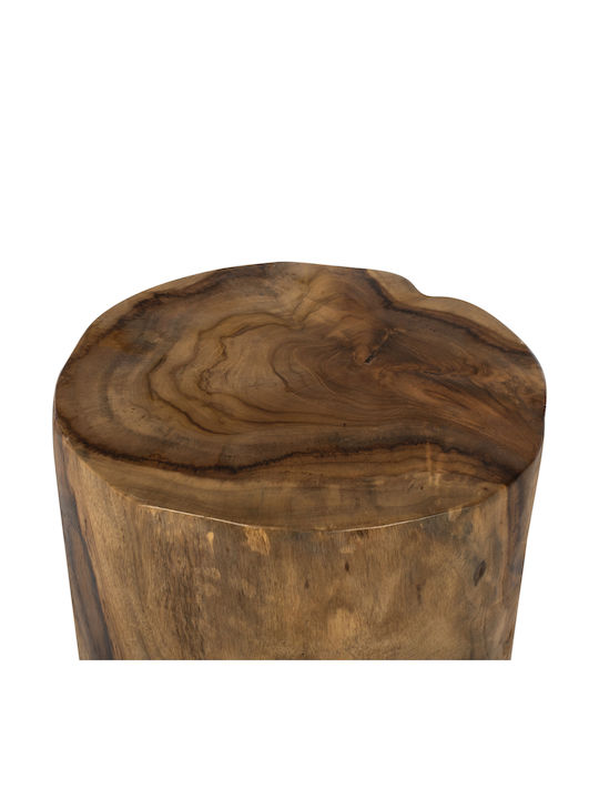 Round Side Table Natural from Solid Wood Beige L30xW30xH40cm.