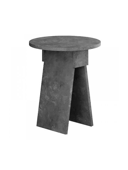 Round Side Coffee Table Chen Wooden Gray Retro W42xL42xH50cm